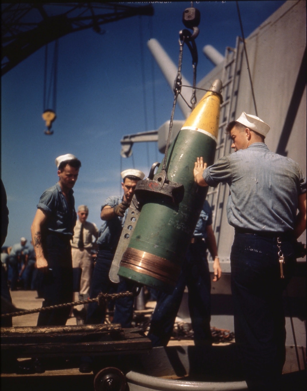 Ryan - Here's a great shot of ammo handling for the 16in guns on USS ...
