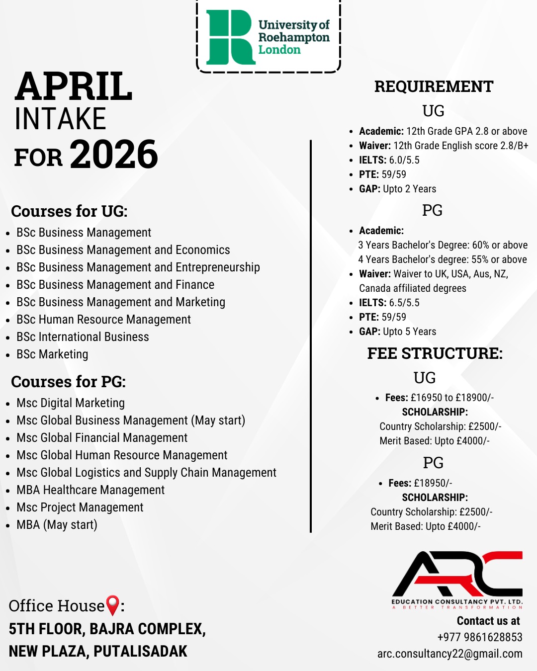 ARC - April 2026 Intake Now Open at the University of Roehampton ...