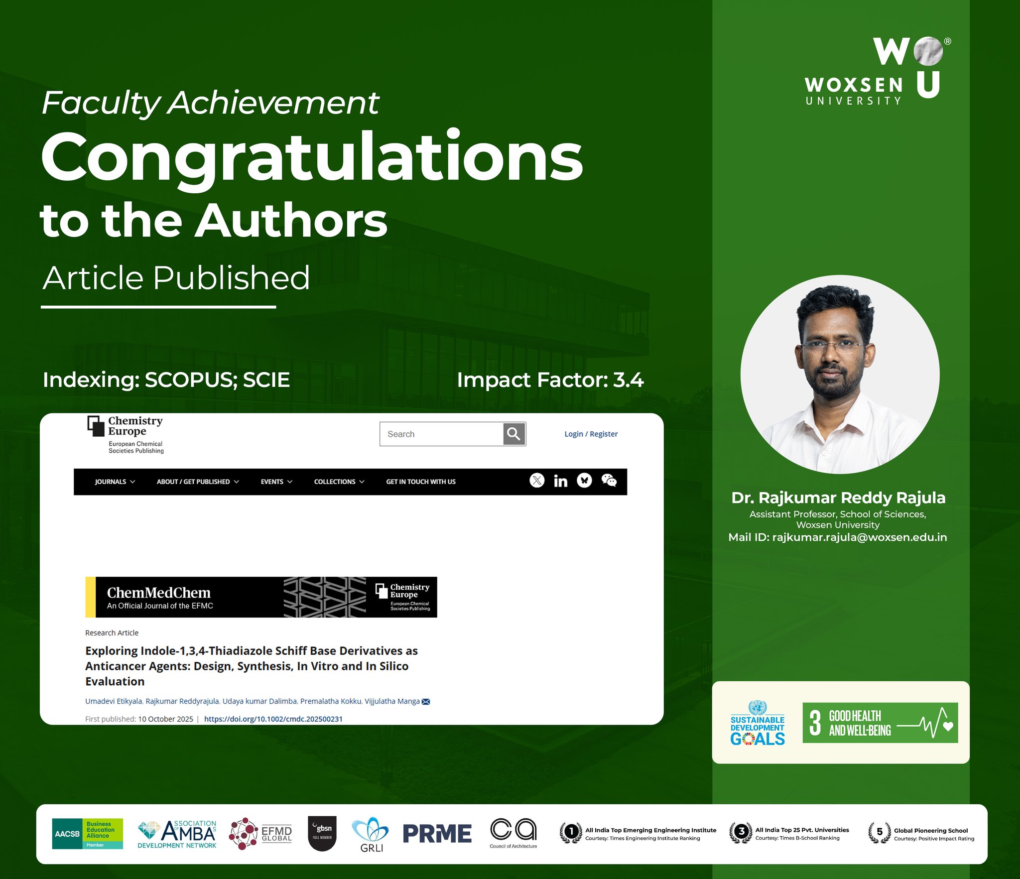 Woxsen - Congratulations to Dr. Rajkumar Reddy Rajula on his latest ...