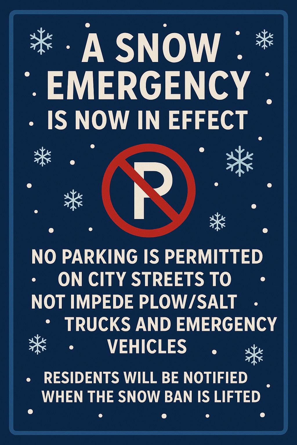 City - A snow emergency parking ban is in effect again. No parking is ...