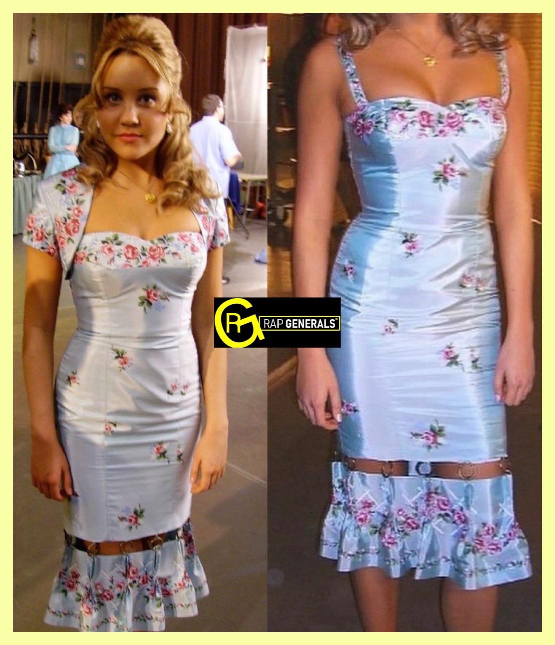 amanda bynes hairspray blue dress 2007. Costume designer: Rita Ryack Maternity dress Color:Coral white floral dress Balmain Silk Midi Length