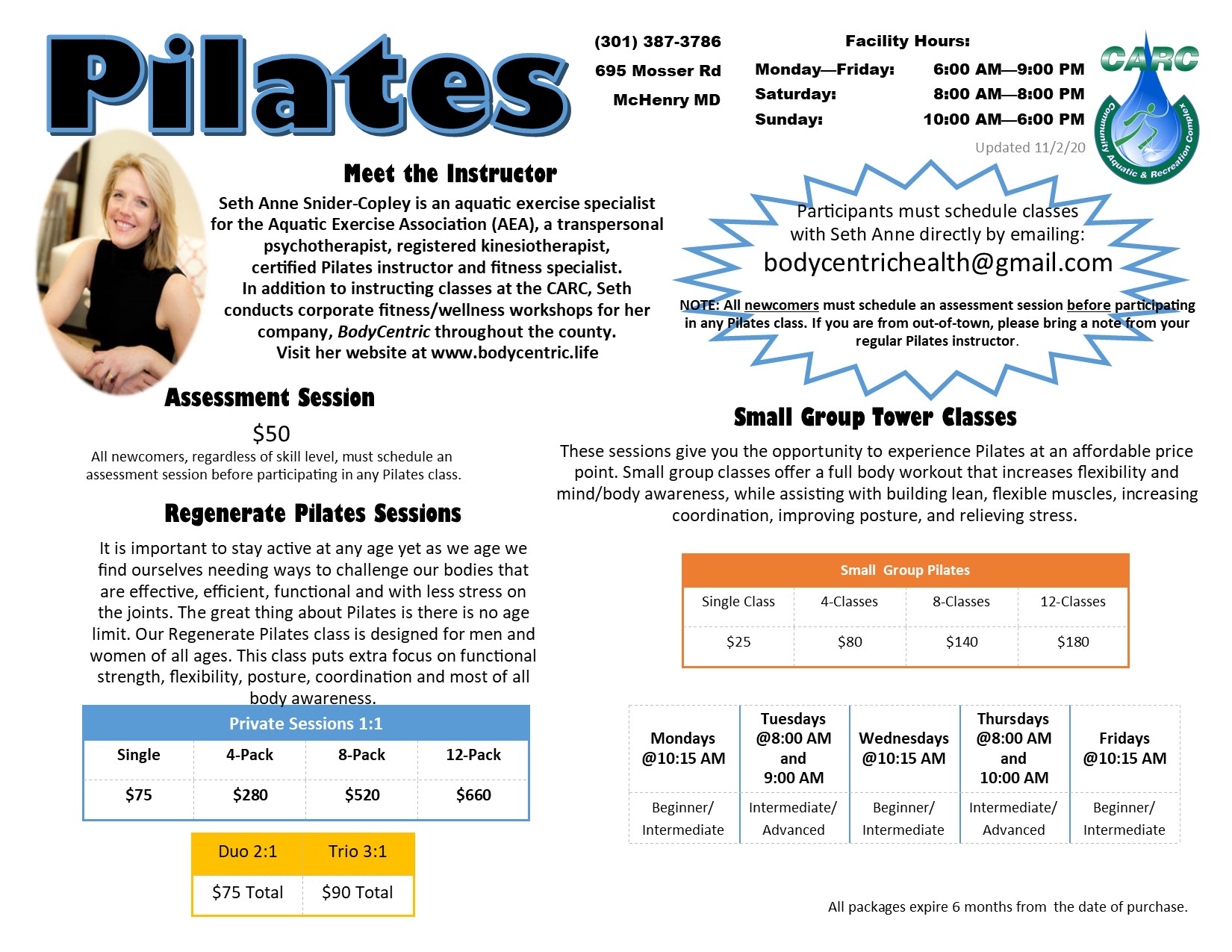 GC CARC - Check out our updated Pilates schedule and our...