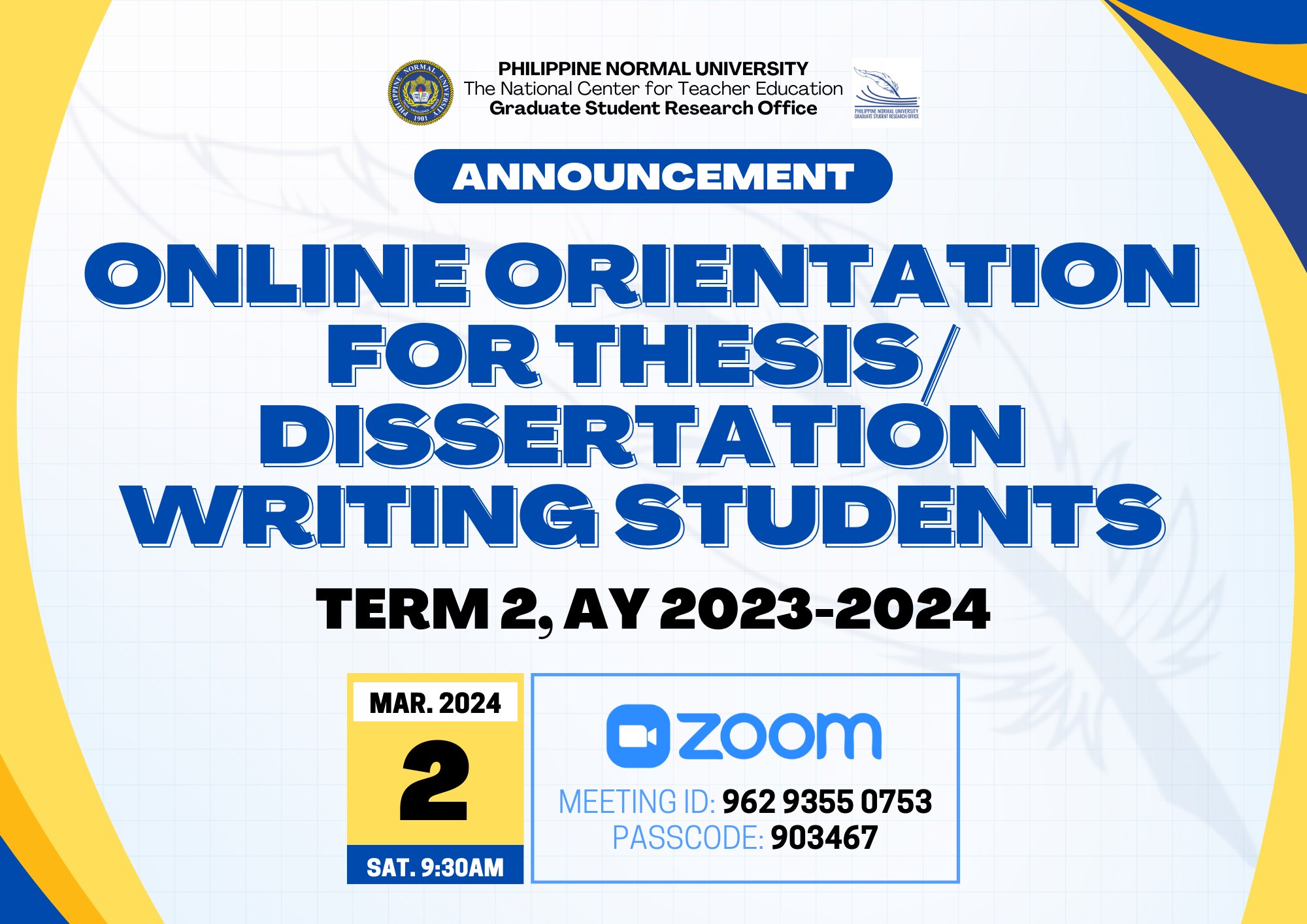 Graduate - ORIENTATION FOR THESIS / DISSERTATION WRITING STUDENTS ...
