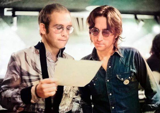 Elton John and John Lennon at The Record Plant, NYC, 1974.