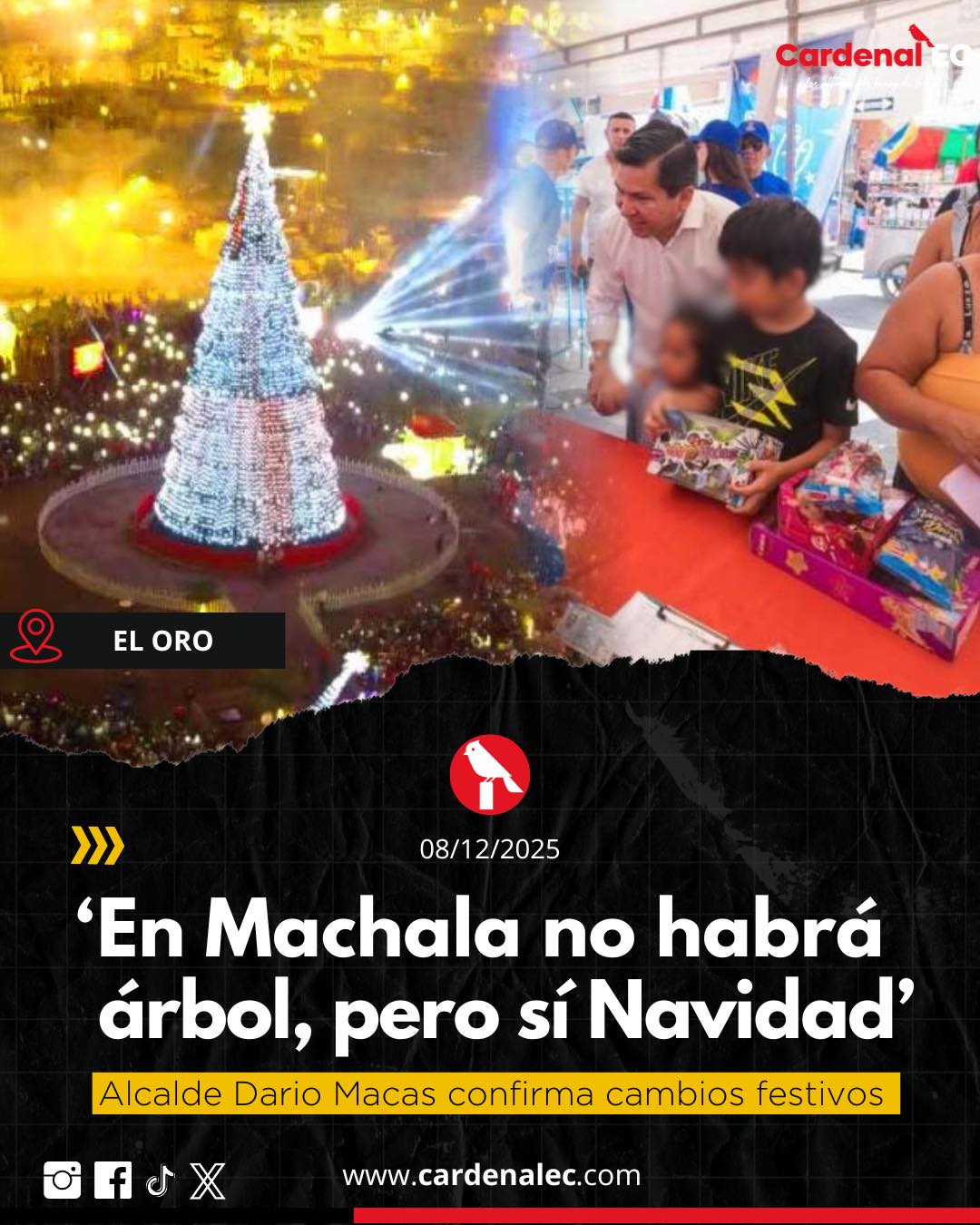 Cardenal - ¡NO HABRÁ ÁRBOL PERO SI NAVIDAD!🎄🚨 Alcalde Dario Macas ...