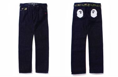 2008 TYPE-05 ABC DENIM PANTS バックポケットにプリントされたAPE