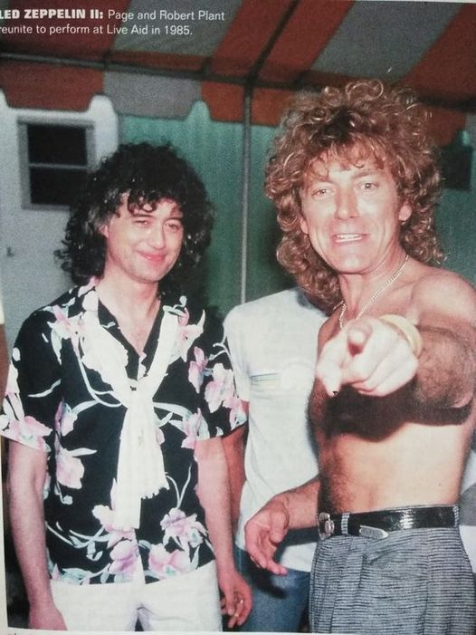 Robert Plant and Jimmy Page performing at Live Aid, 1985