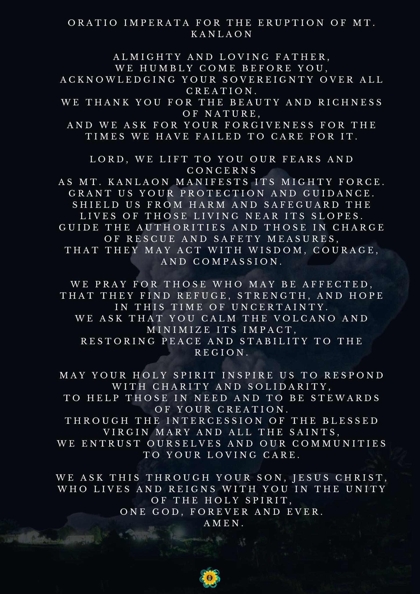 Lunhaw - ORATIO IMPERATA FOR THE ERUPTION OF MT. KANLAON Almighty and ...
