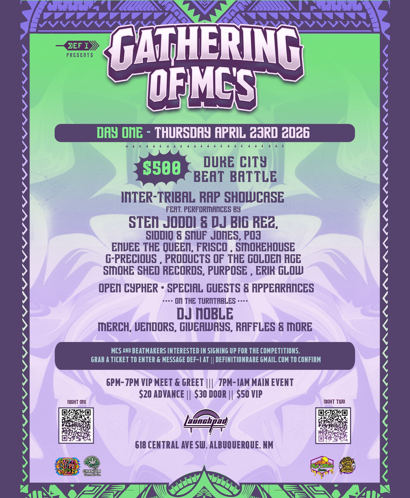 14th Annual Gathering of MCs (Night 1) $500 Beat Battle & Intertribal ...
