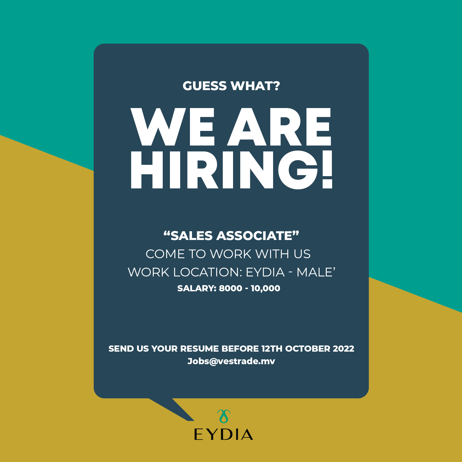 Eydia - We Are Hiring! “Sales Associate” Come to work with... | Facebook