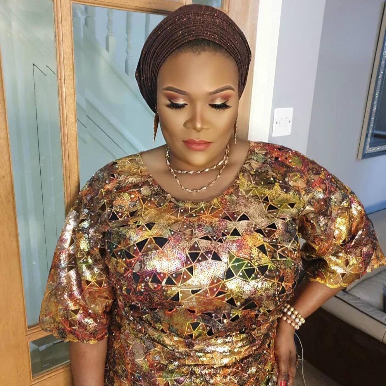 Beautiful organza sequins lace Just 55k for 5yards only. Gele are ...