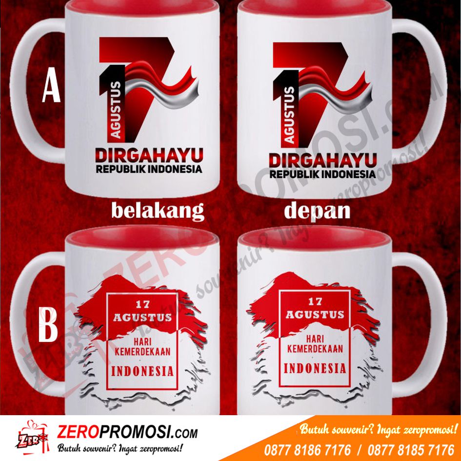 Mug warna dalam merah 17 Agustus / Mug... - Souvenir tumbler