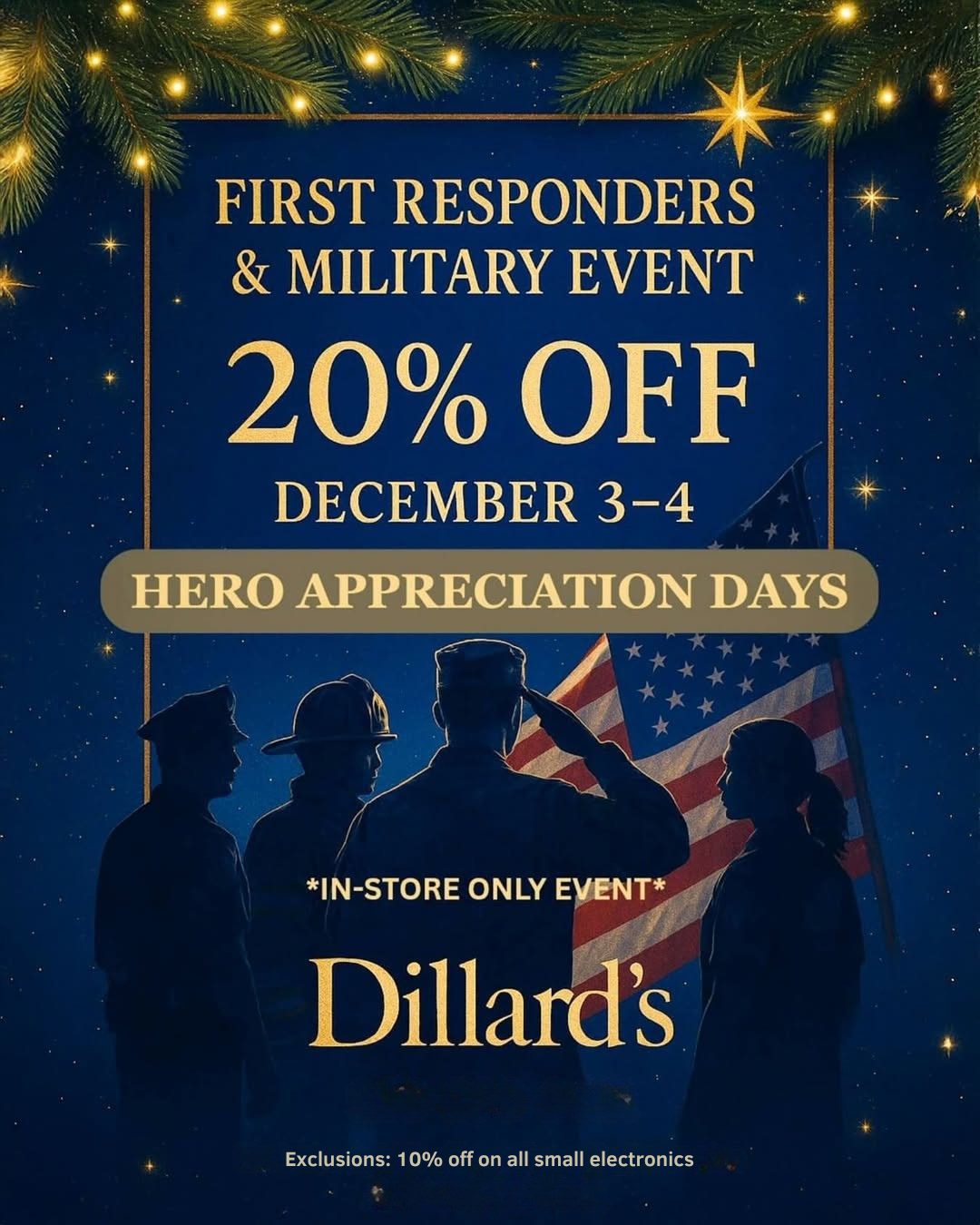 Dillard's 20% off for first responders and military