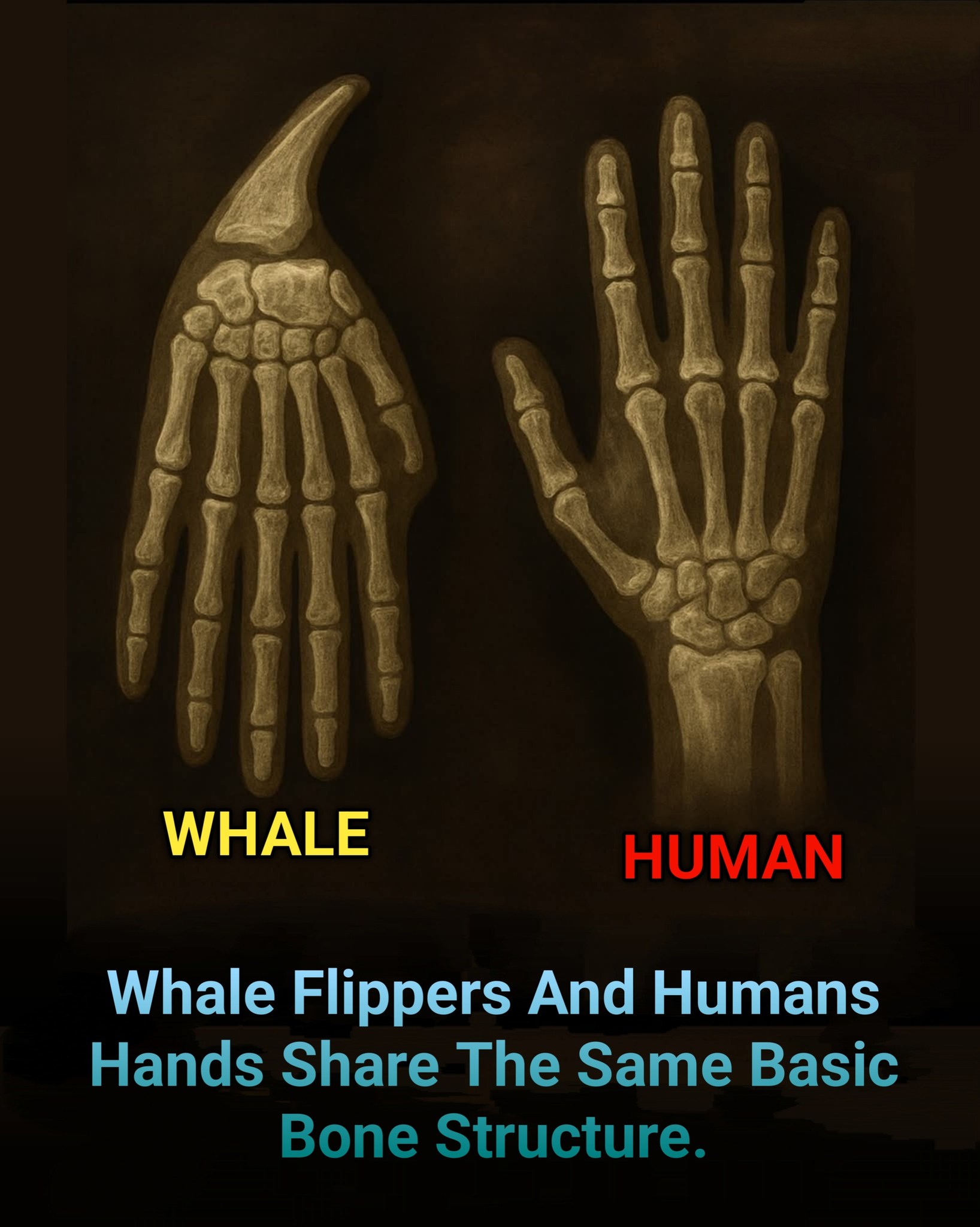 Mr - Text on image: DID YOU KNOW? Whale flippers and human hands share ...