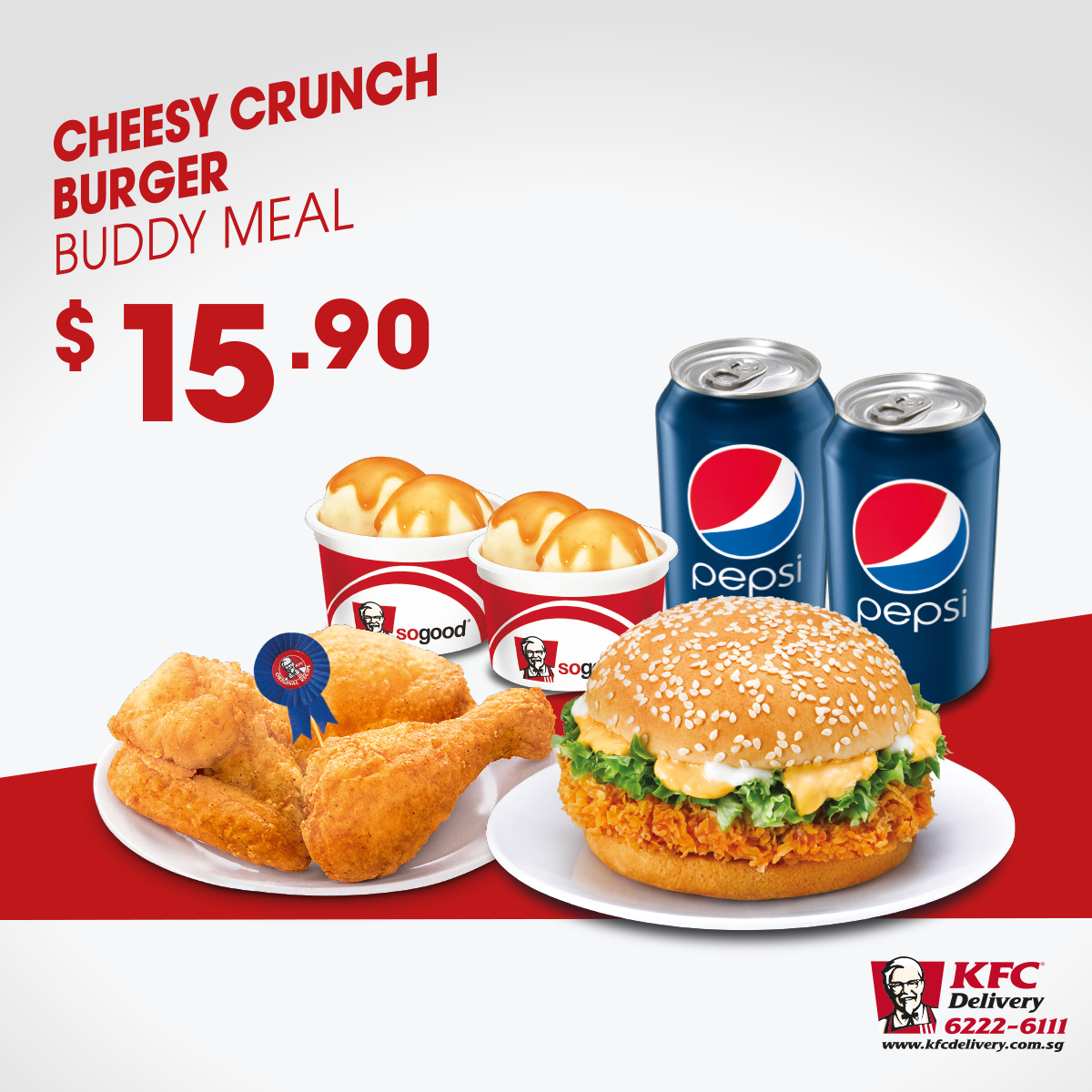 Kfc Experience The Crunch And Grab The Cheesy Crunch Burger Buddy Meal At 15 90 Fill Up With The Crunchy Goodness Of Kfc S Latest Cheesy Crunch Burger 3 Pieces Of Chicken 2