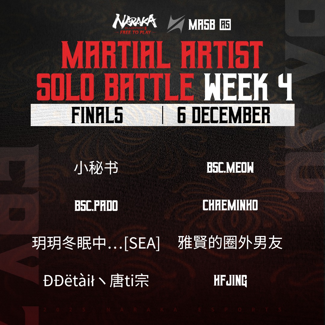 NARAKA Esports - 2025 AS Martial Artist Solo Battle Week 4... | Facebook
