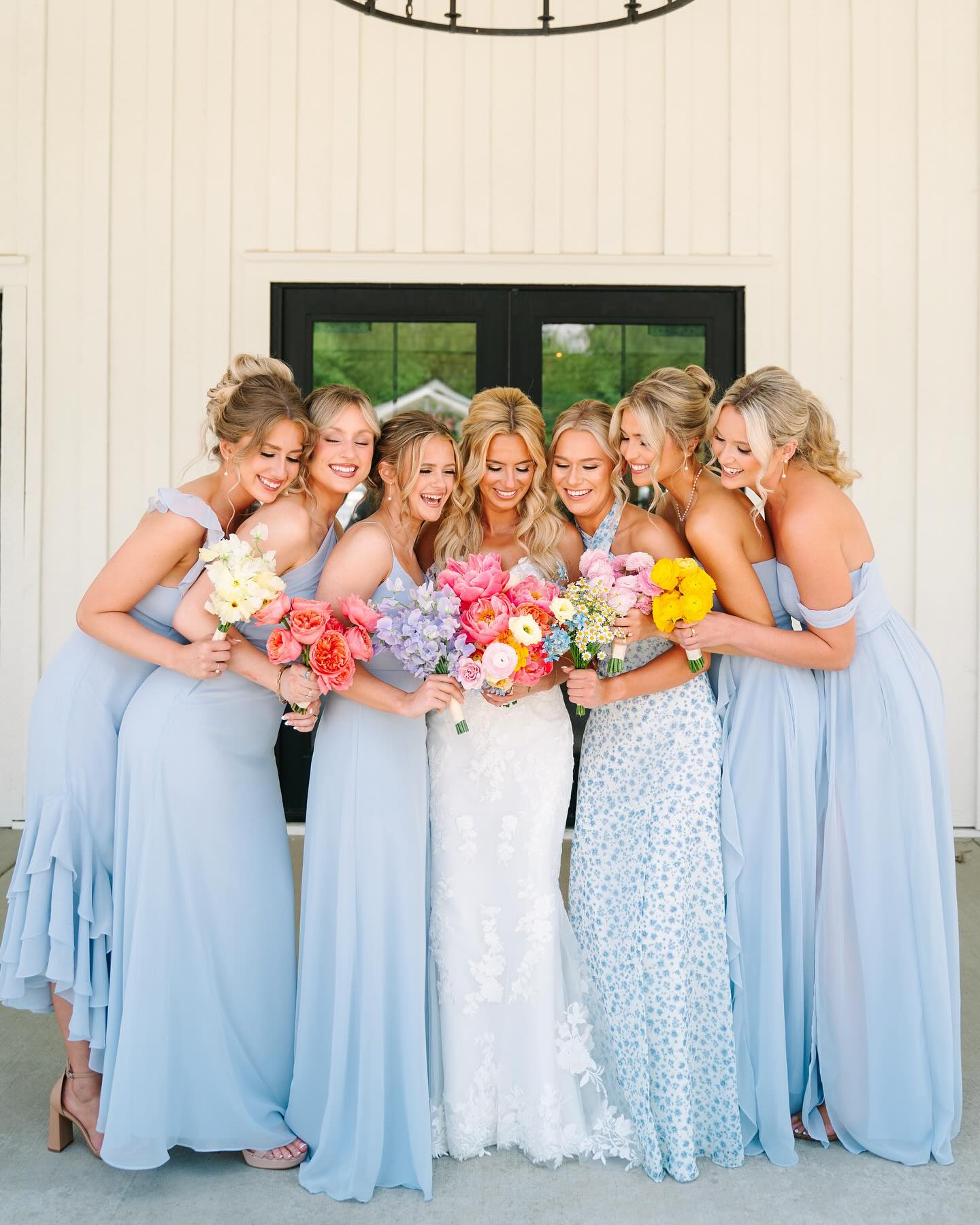 ice blue chiffon bridesmaid dresses Summer for a day to remember 💐🦋 Featuring a mix of in Blue #BIRDYGREY #birdyinthewild Bride: @jennaelsby Photo & Video: @brittneymoseby Venue: @the_sixpence Planner: @creatingjoyfulmomentsllc Florals: @duetfloral Größe:Größe 18W Line Fabric atf-sm-12.19.25 5+ Ways to Style