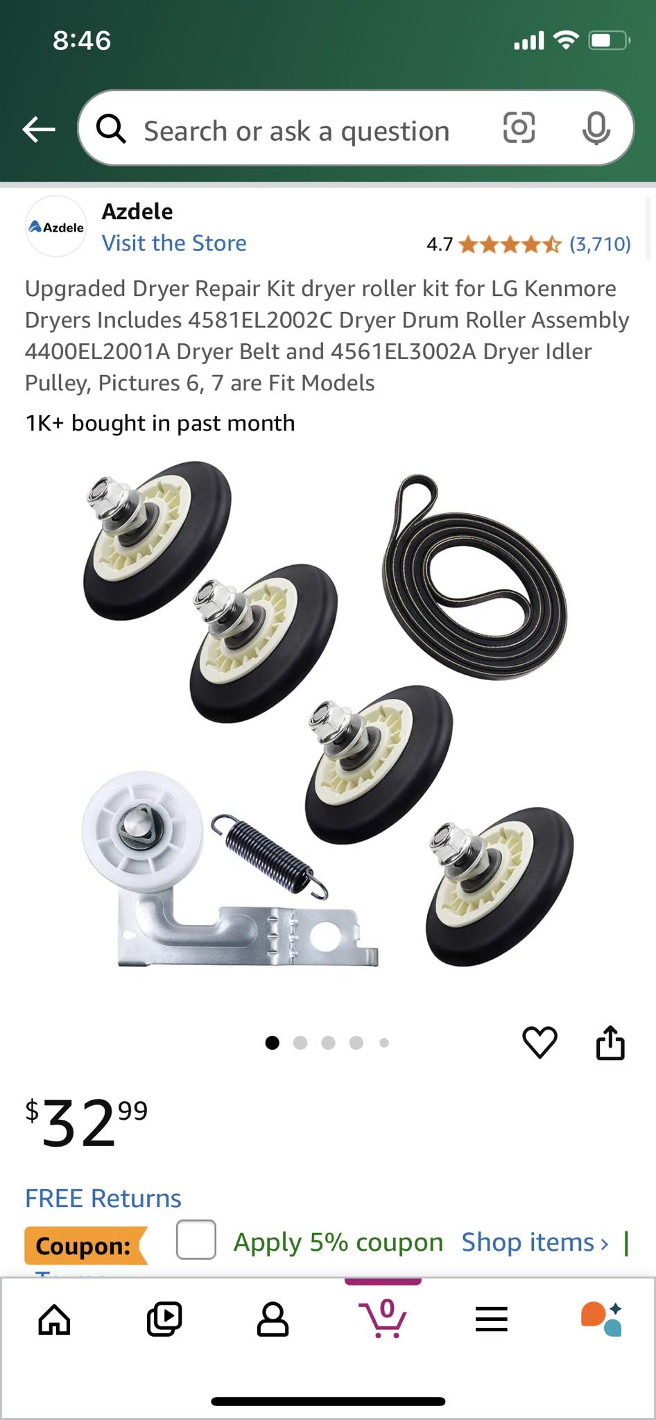 Erp 4581EL2002H Dryer Drum Roller
