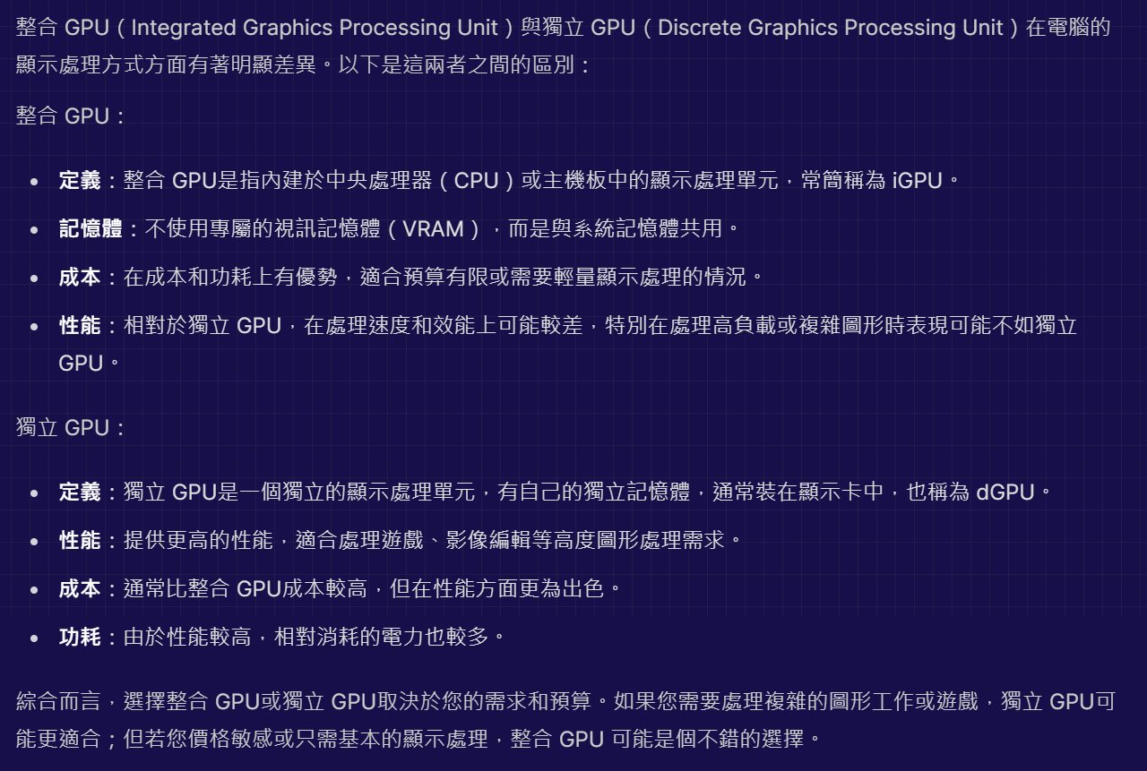 Generative AI 技術交流中心 | 我最近才搞懂 **iGPU** (Integrated GPU) 與 **dGPU ...