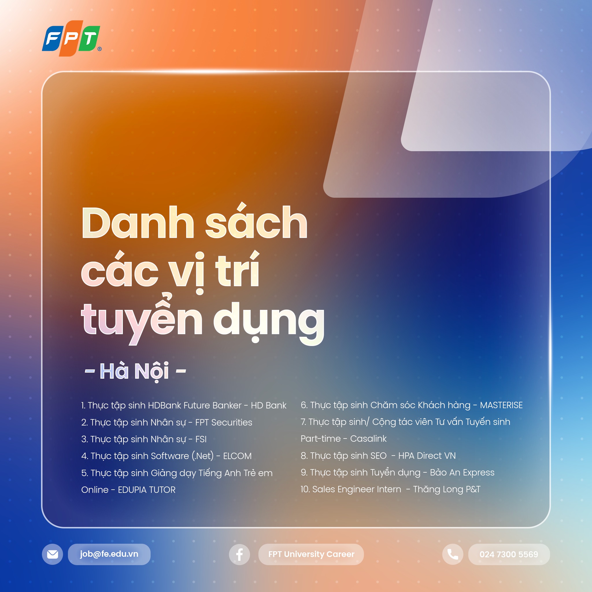 JOB BOARD | BẢN TIN TUYỂN DỤNG... - FPT University Career | Facebook