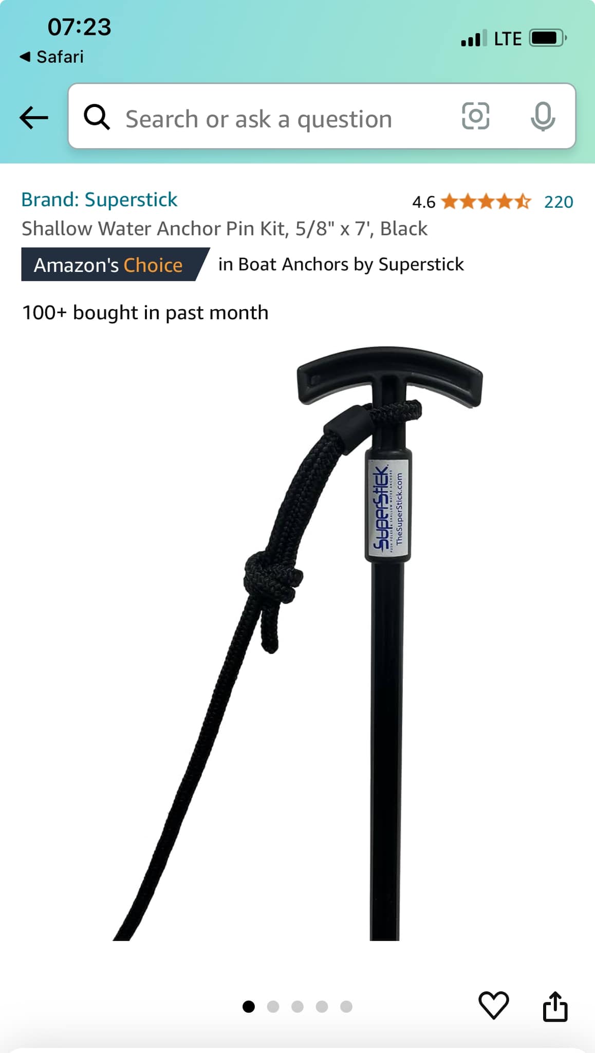 Stick It 8-Foot Anchor Pin Rod With Brake Bracket – Black On Black For Trailers