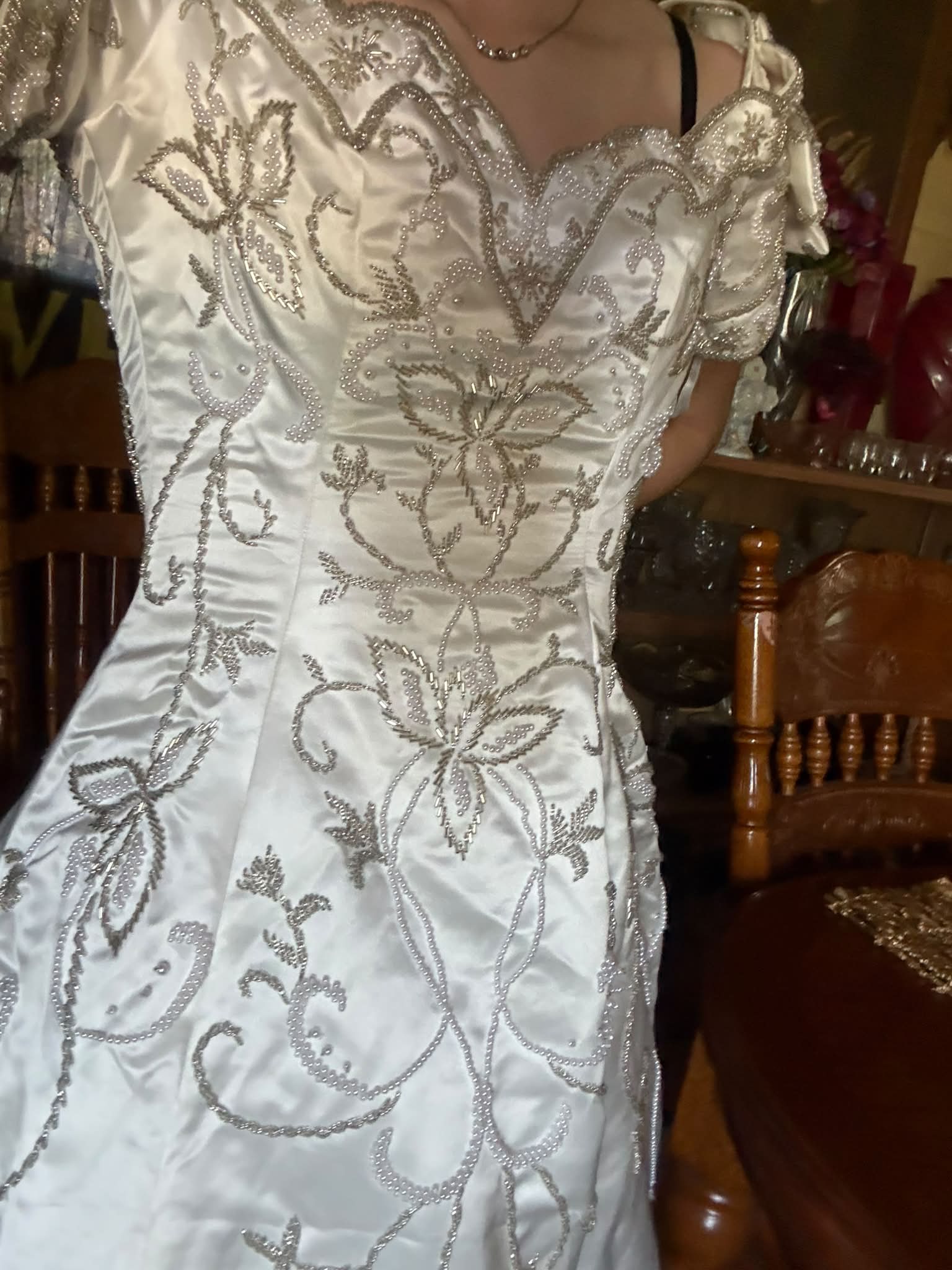 patbo beaded dress Ivory Pearl Cocktail Magnolia Size:48XL (5'3