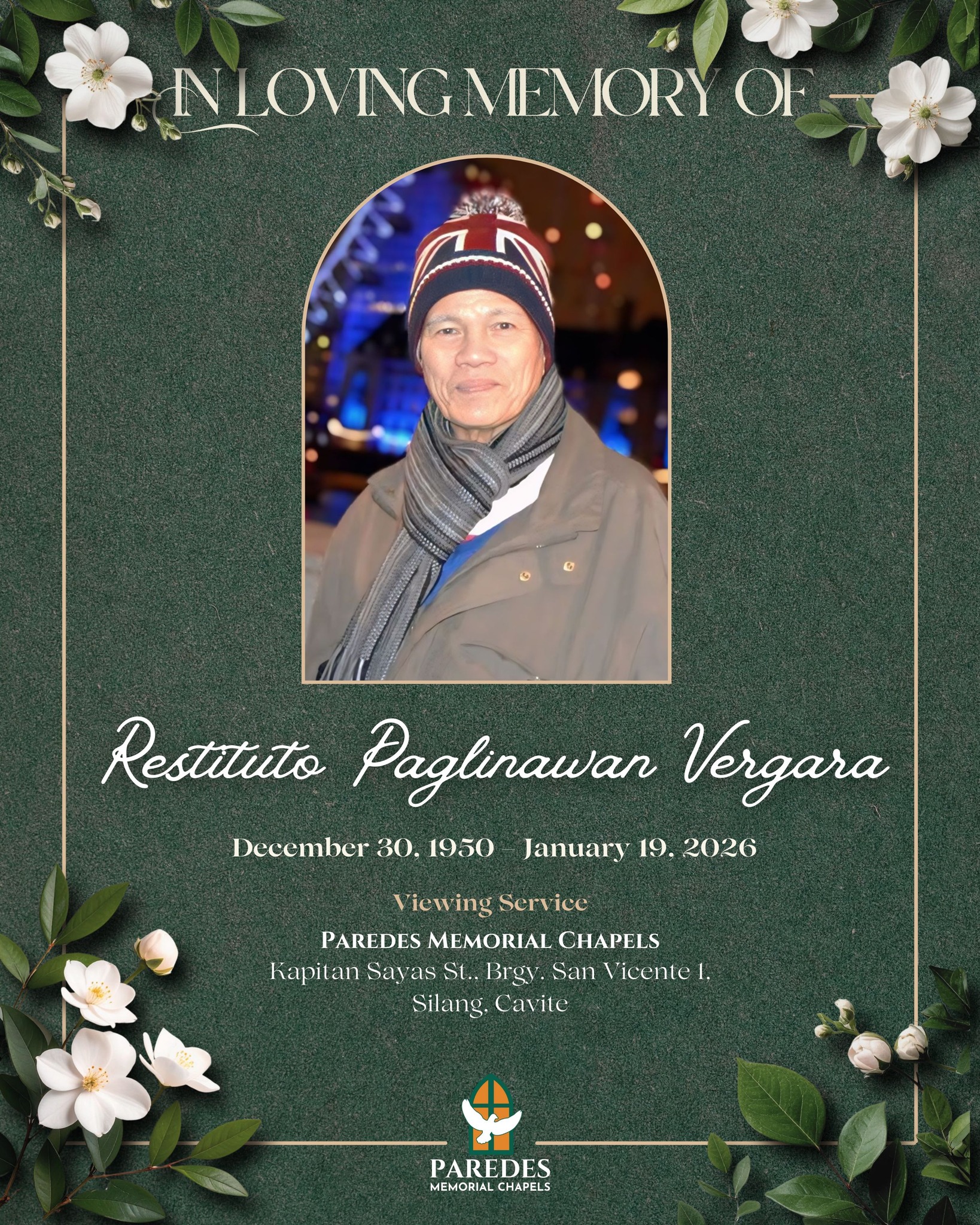 Paredes - Remembering the Life of Restituto Paglinawan Vergara 1950 ...