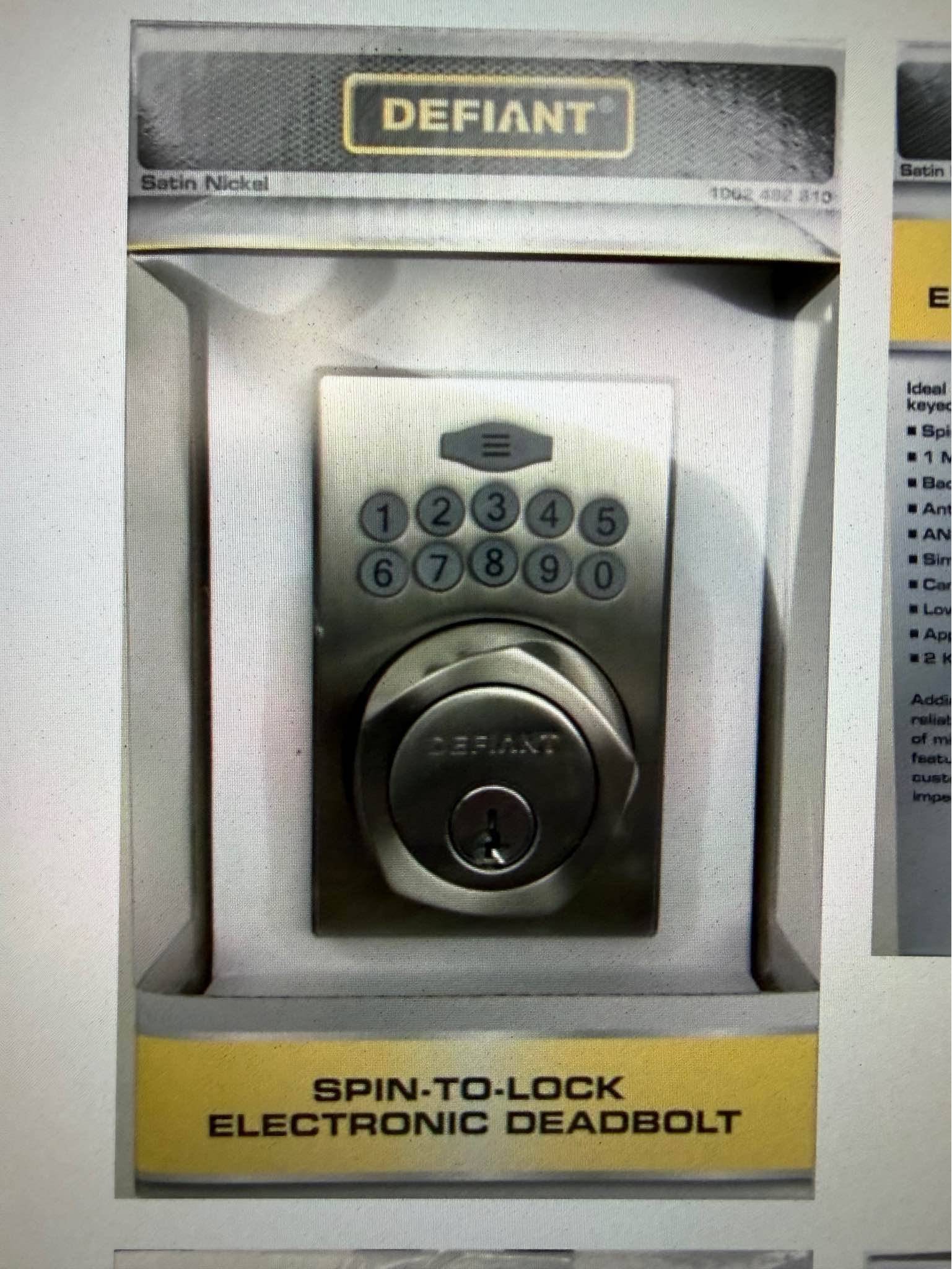 Defiant spin-to-lock electronic keypad deadbolt - Electronics ...
