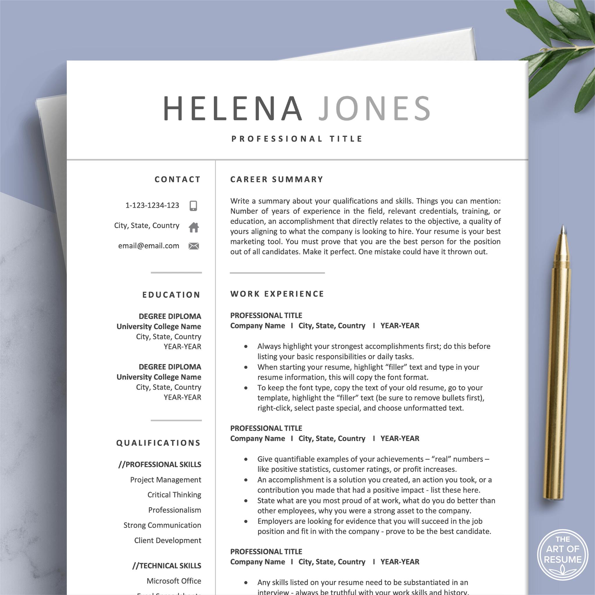 The Art of Resume - Design of the day! Resume Template Designed for a ...