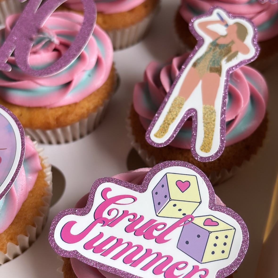 MINXICAI 24-Pack Rainbow Taylor Swift Eras Cupcake Toppers – Iridescent Party Decor For Birthdays & Celebrations