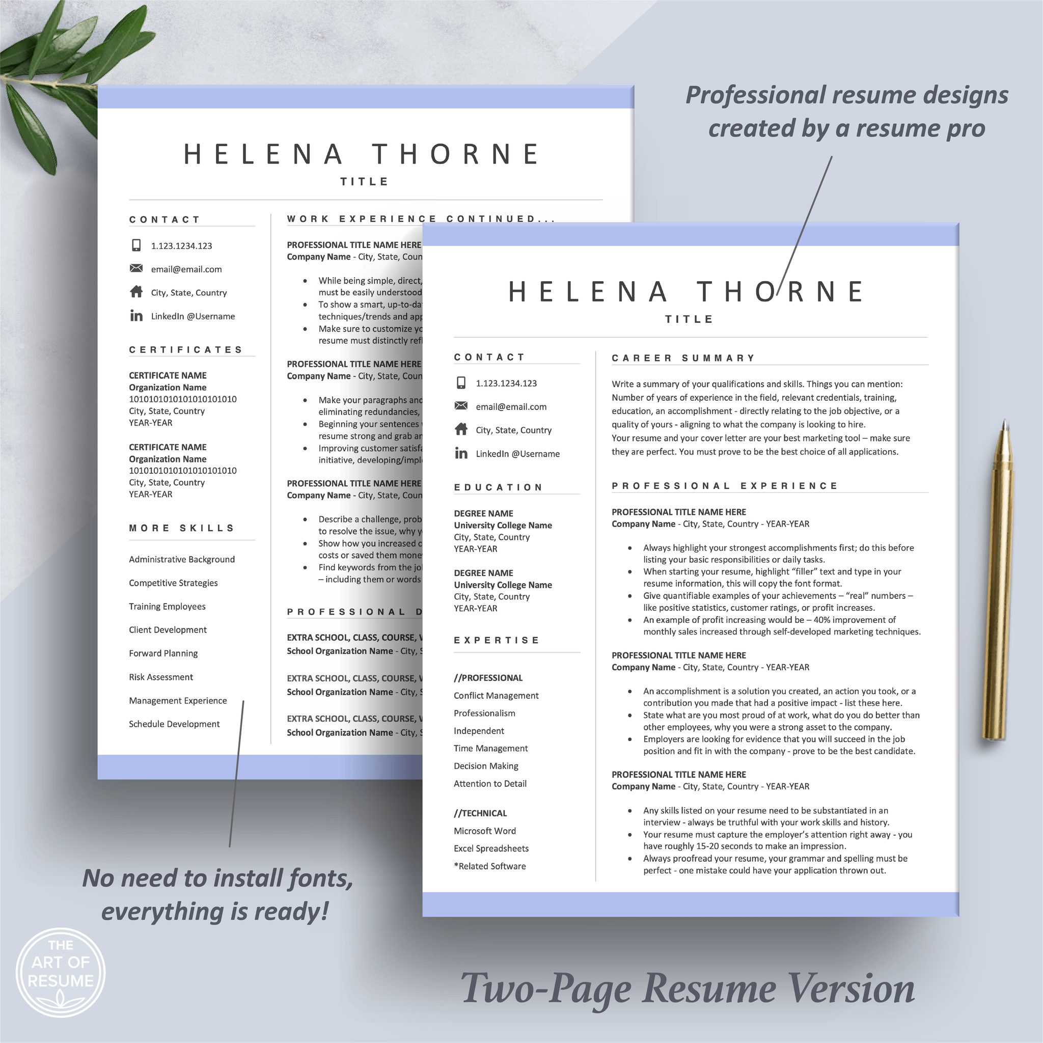 The Art of Resume - Design of the day! Resume Template Designed for a ...