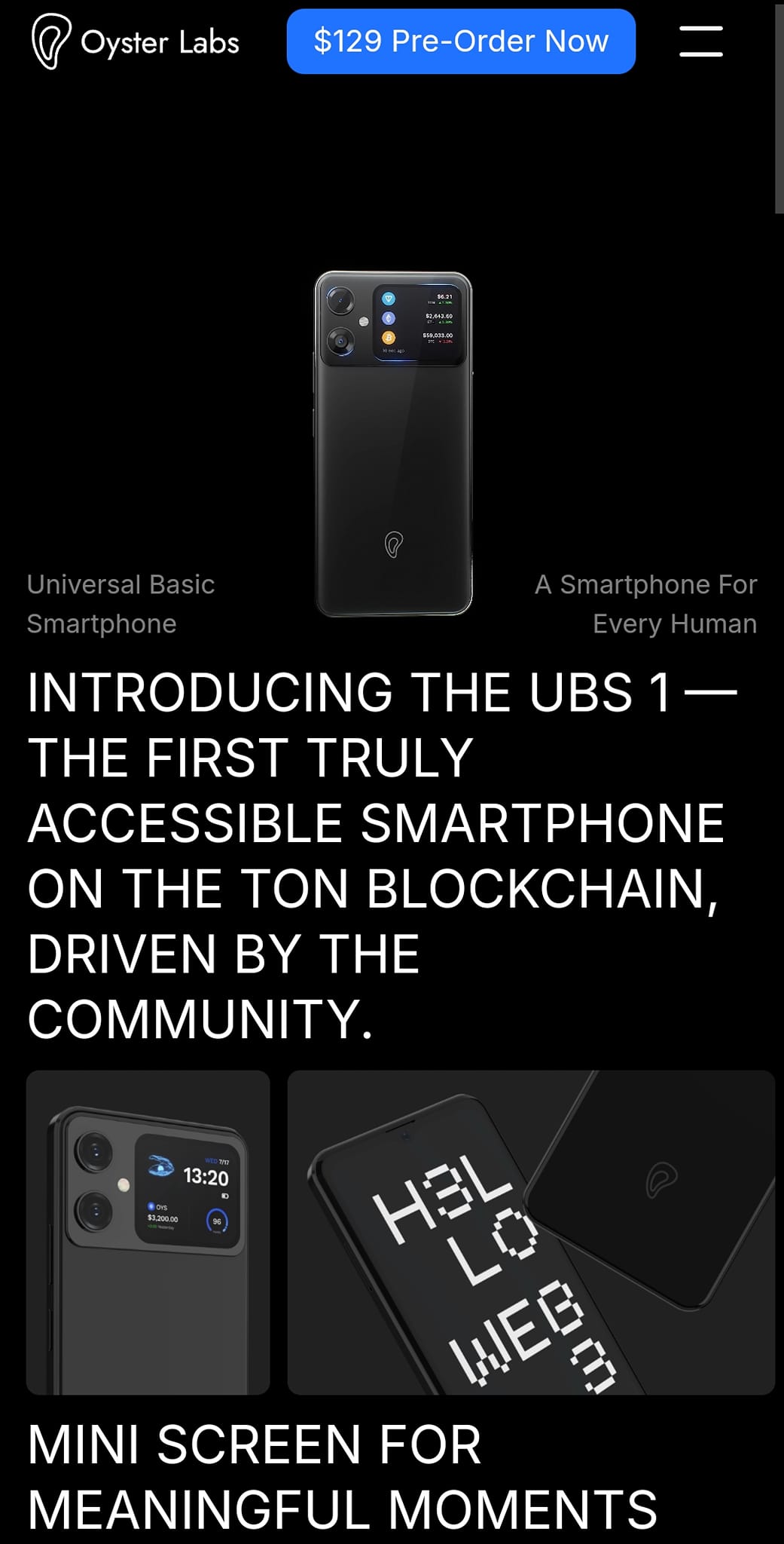 Oyster Labs has introduced the Universal Basic Smartphone (UBS), a