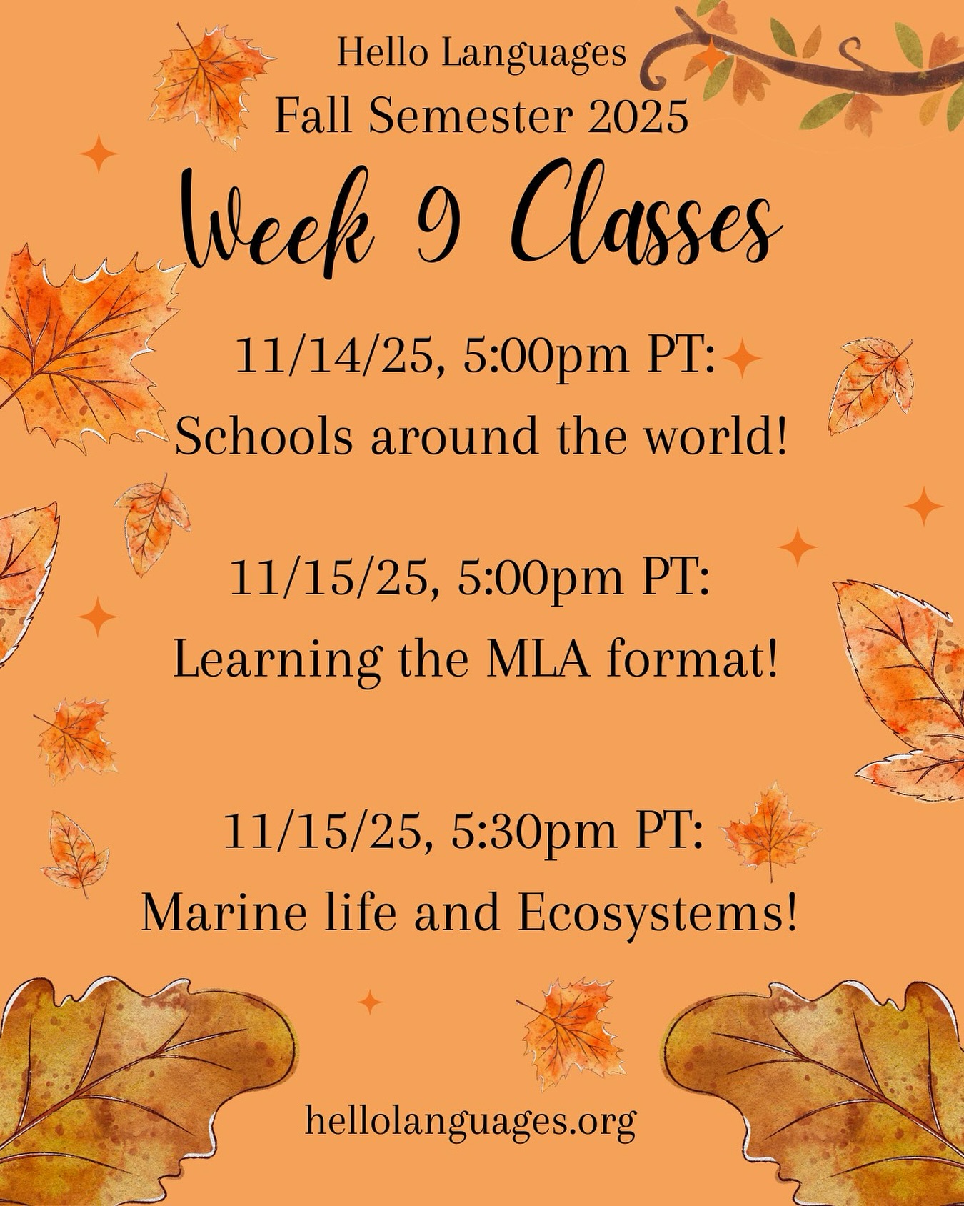 Hello - Week 8 has officially begun! We invite you to join us for ...