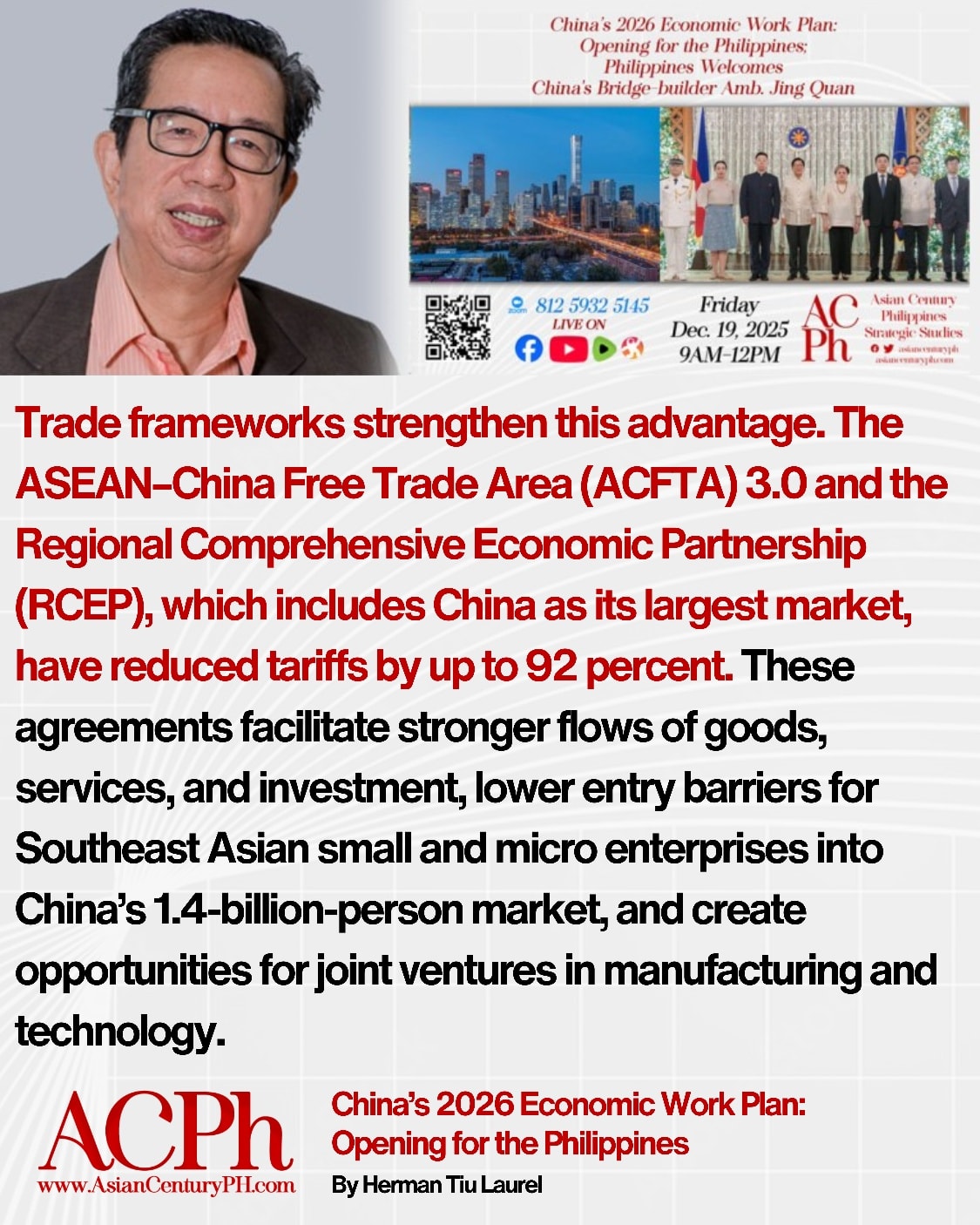 Asian - Trade frameworks strengthen this advantage. The ASEAN–China ...
