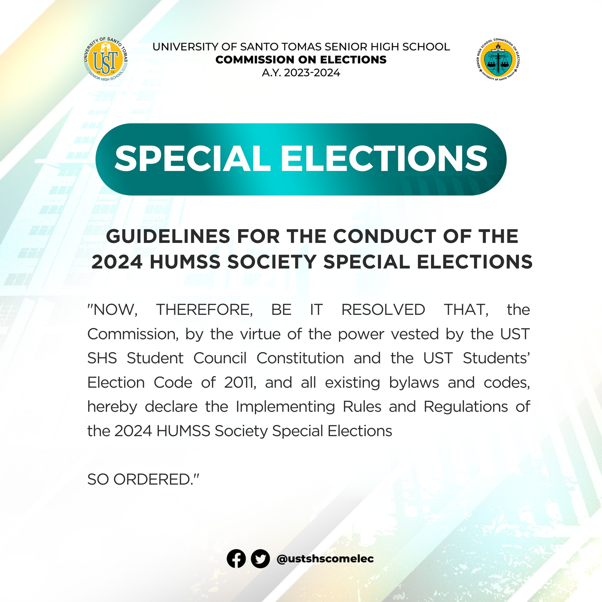 ⚜️ GUIDELINES FOR THE... - UST SHS Commission on Elections