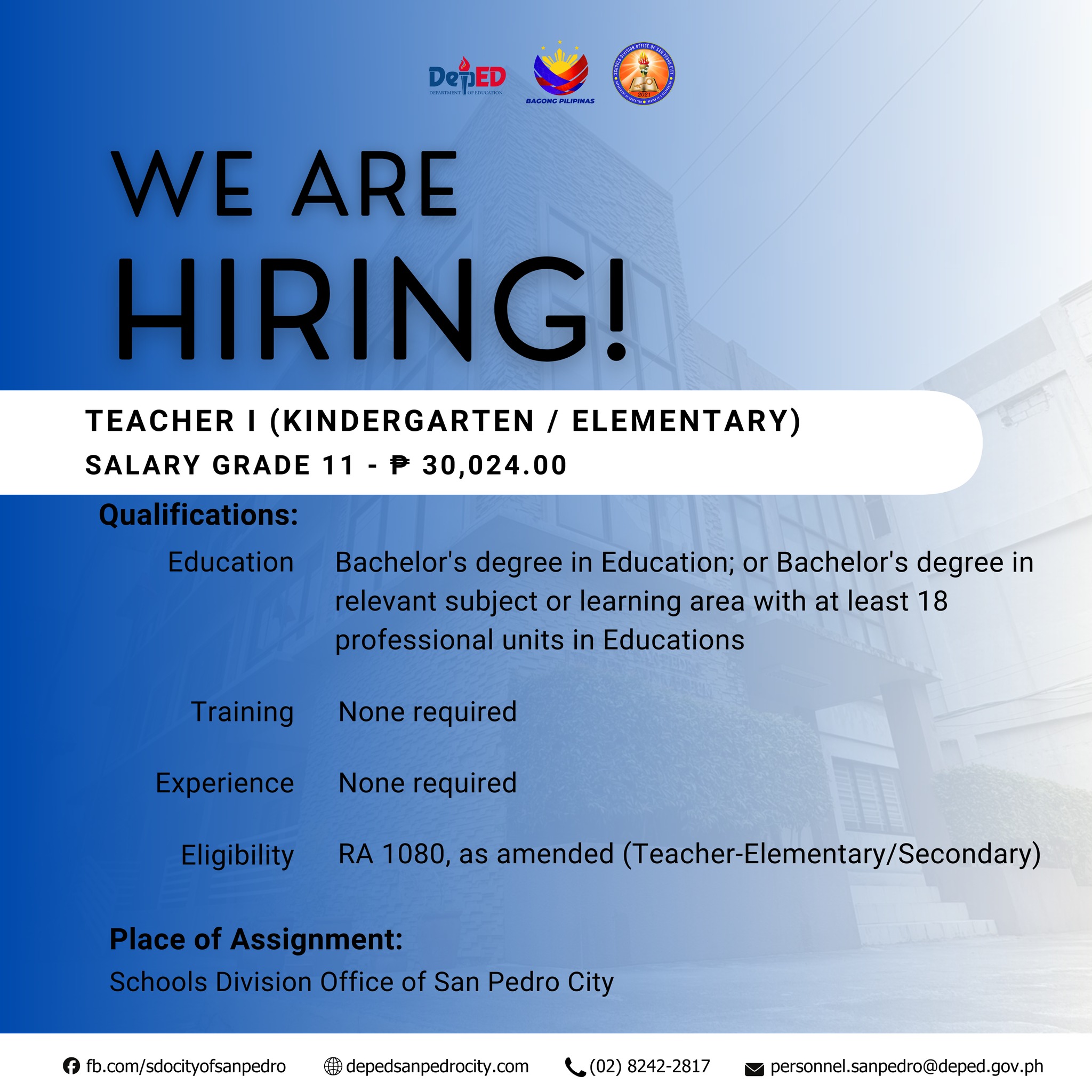 DepEd San Pedro's teacher salaries.
