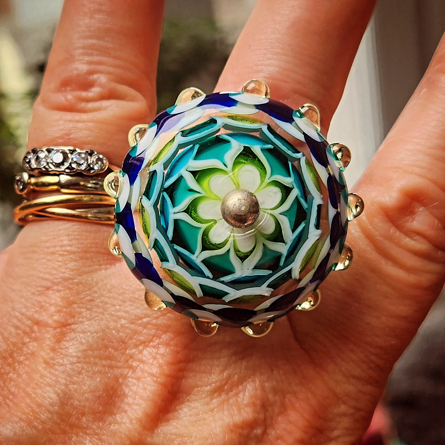 Raspberry Rings, Handmade Glass Beads by Jennie Lamb | Appledore