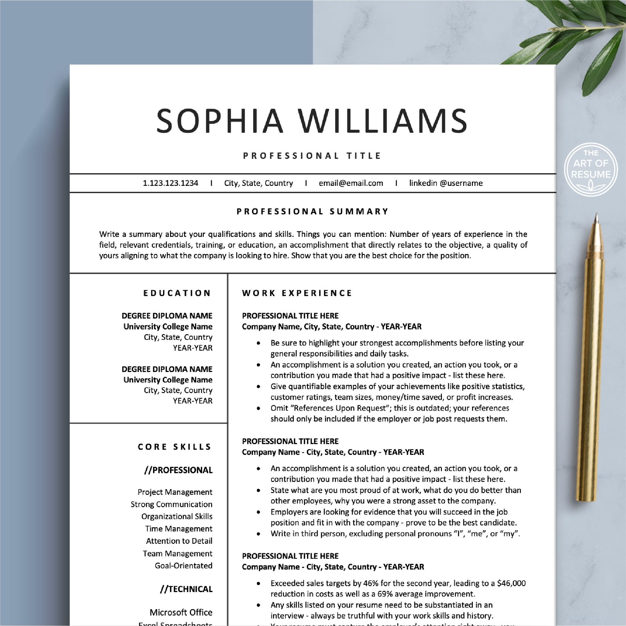 The Art of Resume - Design of the day! Resume Template Designed for a ...