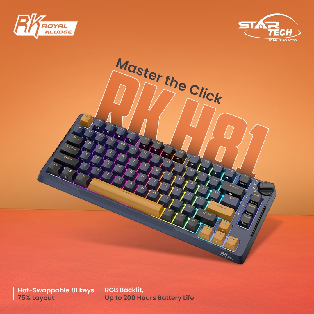 Star - Royal Kludge RK H81 RGB Tri-Mode Hot-Swappable Blue Switch ...