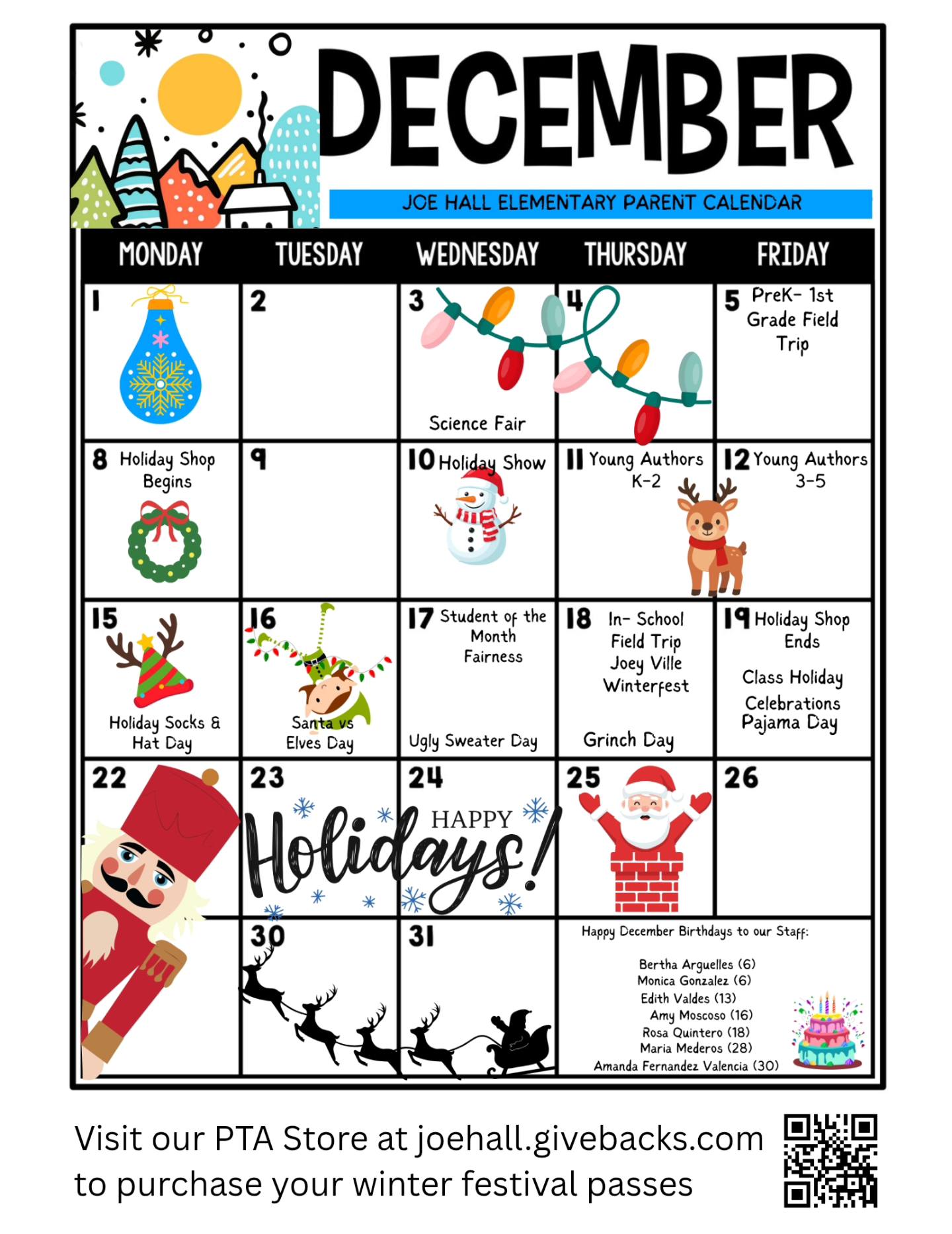 Joe Hall PTA - Here’s your December Parent Calendar for... | Facebook