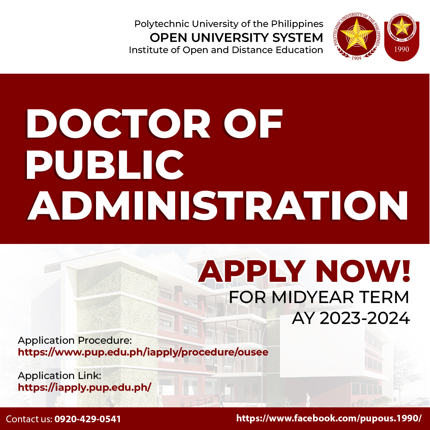 PUP - APPLICATION IS NOW OPEN FOR MID-YEAR TERM 2023-2024 (August ...