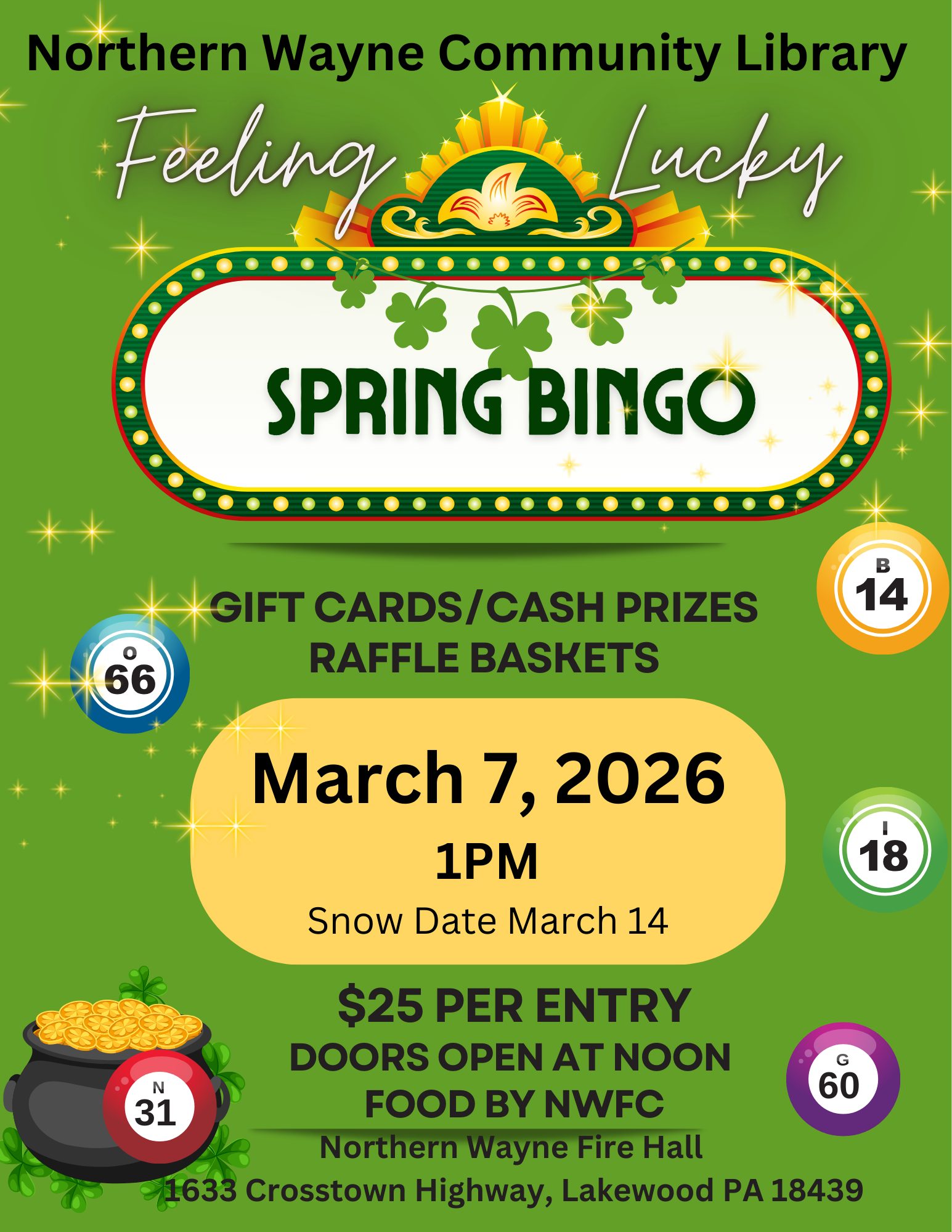 NWCL Spring Bingo Fundraiser