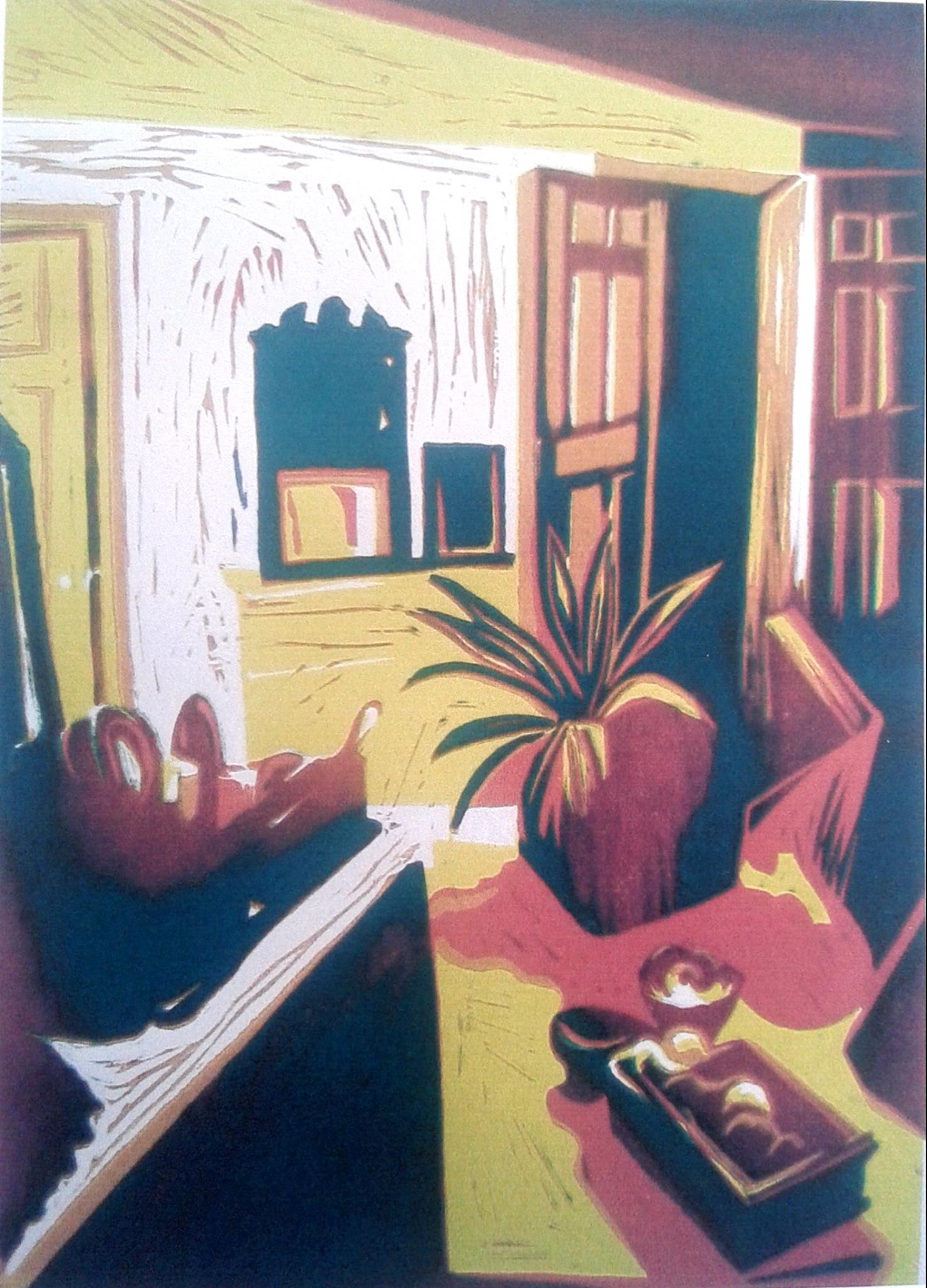 Artworks by Janet Riley - first attempt at a linocut print (back in ...