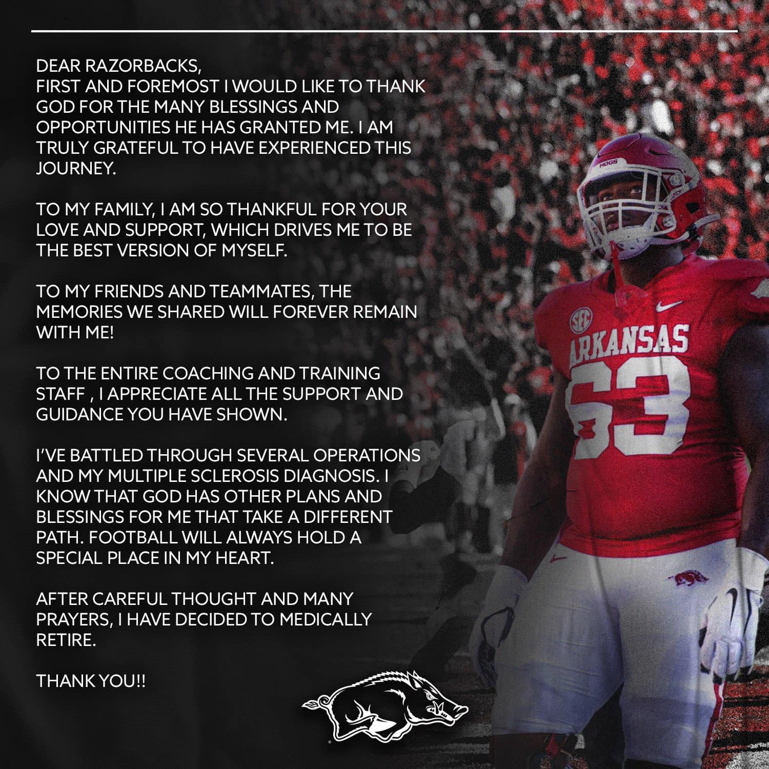 Rabid - ⚪️Arkansas OL: Terry Wells Has elected to Medically Retire👆🅰️🐗 ...