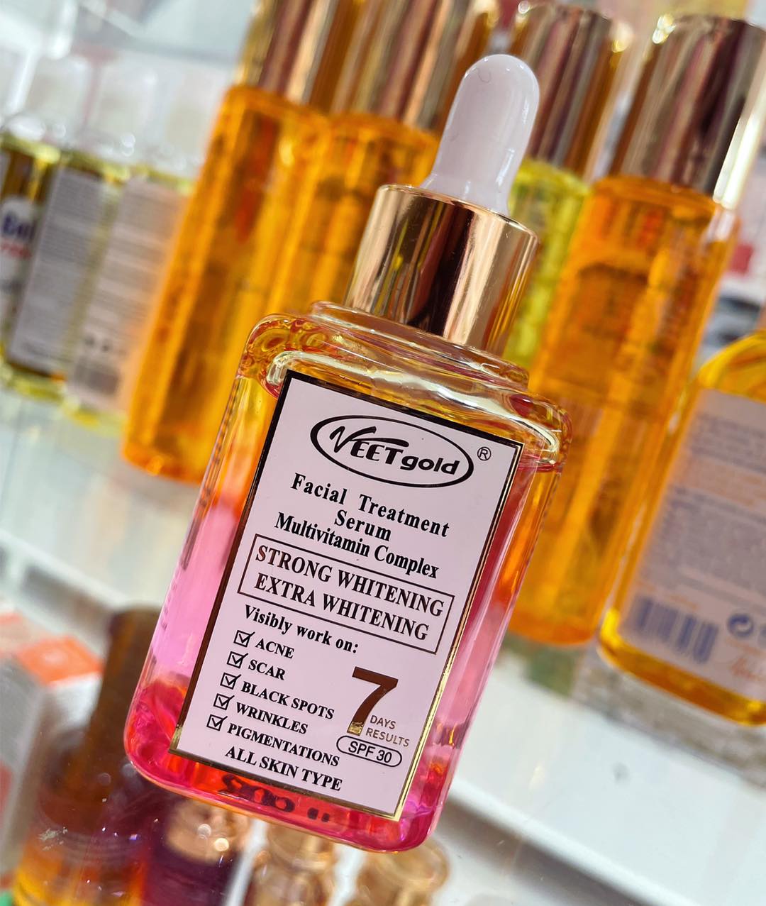 Sérum Facial VEET GOLD - Éclaircissant, Anti-acné, FPS 30 - 60 Ml - Neuf