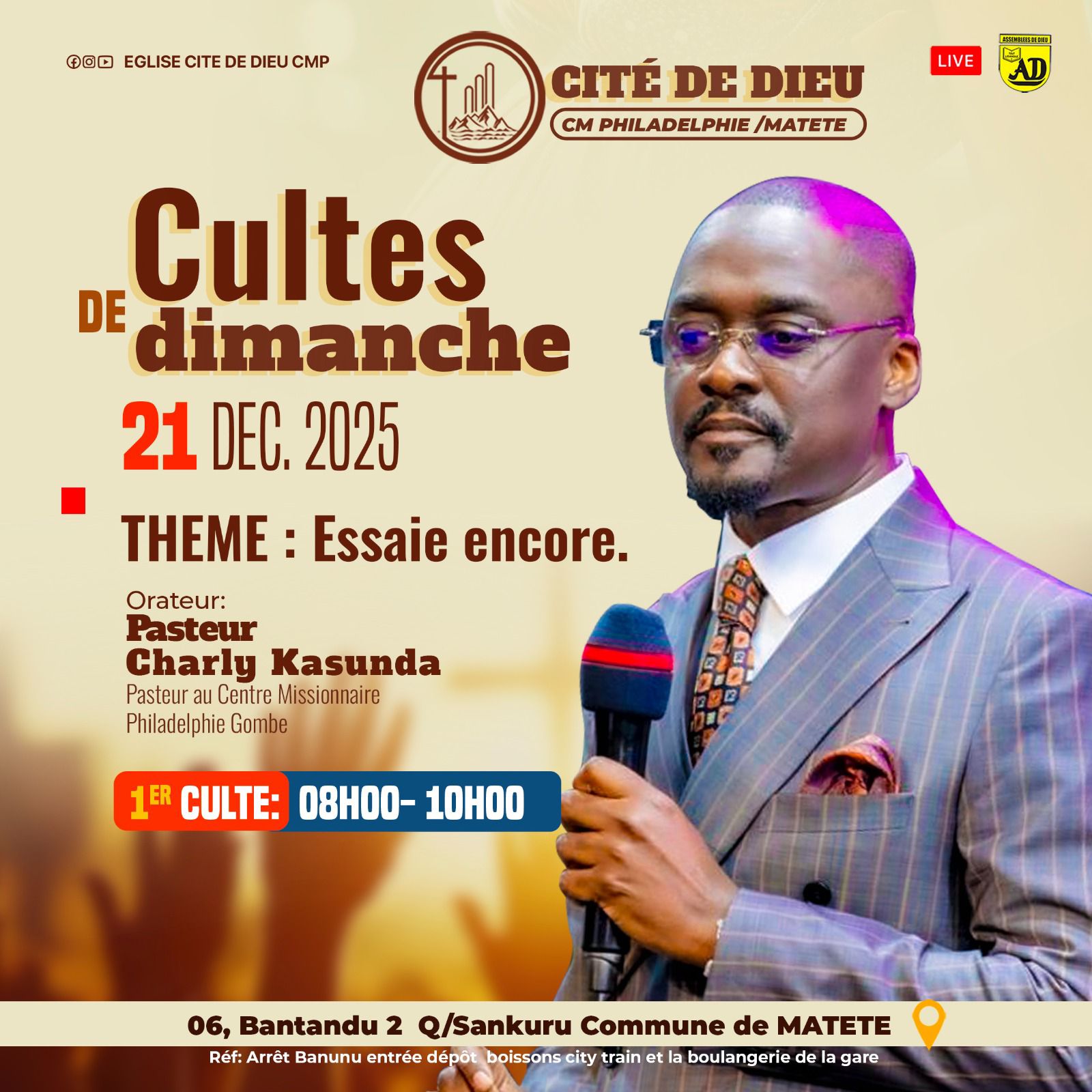 Eglise - Vous êtes cordialement invités à notre 1er culte de louange et ...