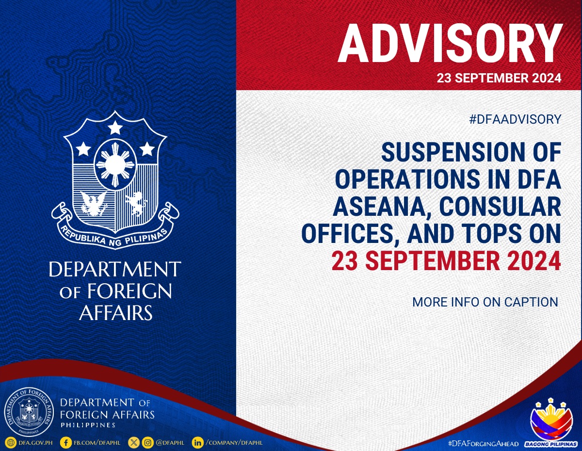 The Department of Foreign Affairs (DFA) informs the public that ...