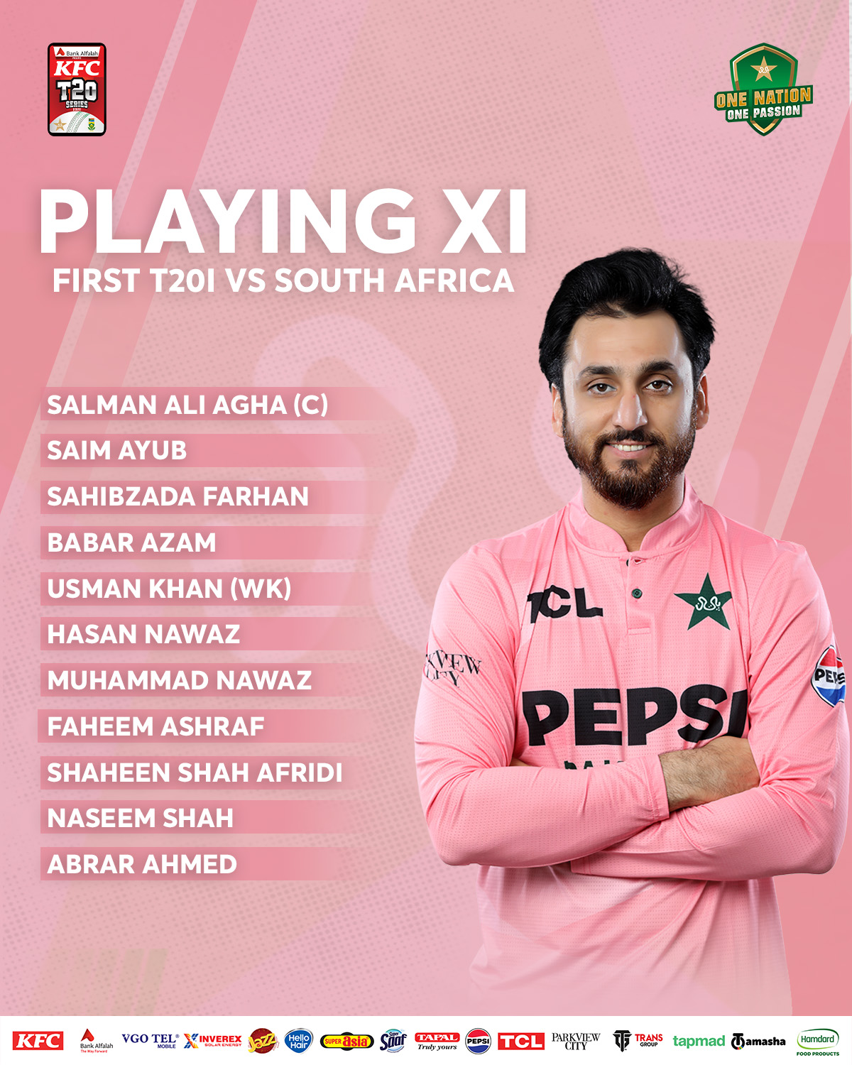 Pakistan - 🇵🇰 Playing XI for the Bank Alfalah Presents KFC Pakistan vs ...