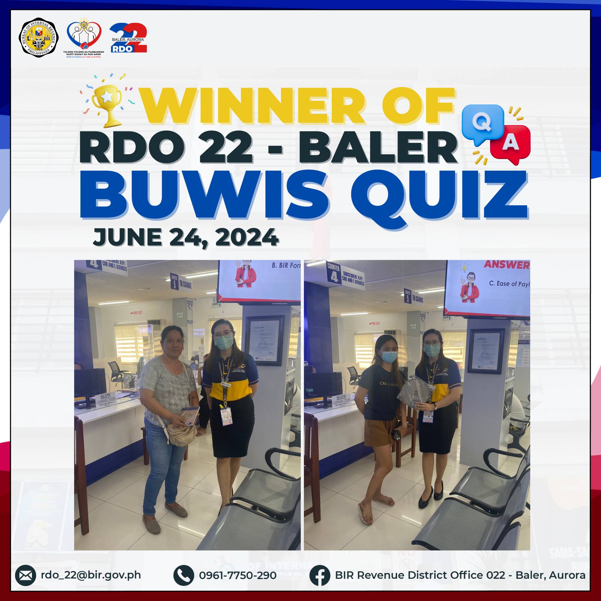 BIR Revenue District Office 022 - Baler, Aurora - 🏆 𝐁𝐔𝐖𝐈𝐒 𝐐𝐔𝐈𝐙 𝐖𝐈𝐍𝐍𝐄𝐑𝐒 ...