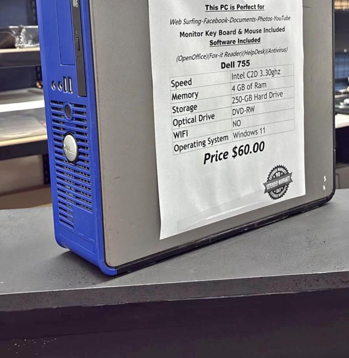 Windows 11 listing on old Dell laptop with Core 2 Duo and 4GB RAM